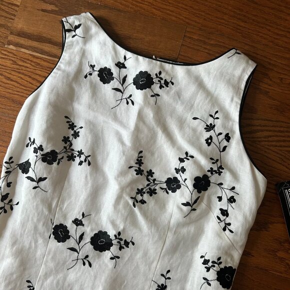 NWT Jessica Howard Linen Blend Size 12 Embroidered Floral Sheath Dress Lined - Picture 4 of 9